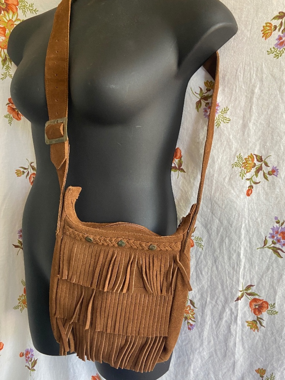 Minnetonka Crossbody Handbag Brown Suede Fringe Western Pouch Bag